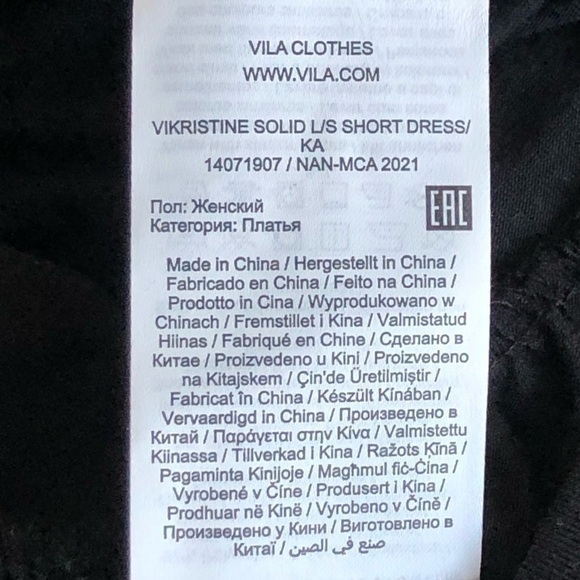 VILA Black Long Sleeve Sweetheart Neckline Dress XS NWT - Picture 6 of 11